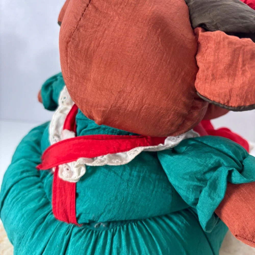 Vintage Reindeer Plush Basket Red Dress Green Apron Novelty Toy‎ Puffalump